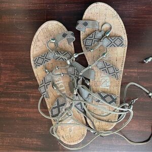 Studded Lace Up Gladiator Sandals